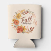 Herfst Blessings - Herfstbladeren en bloemenkrans Blikjeskoeler (Achterkant)