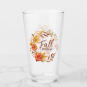 Herfst Blessings - Herfstbladeren en bloemenkrans Glas (Voorkant)