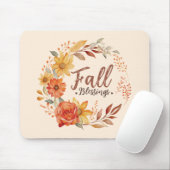Herfst Blessings - Herfstbladeren en bloemenkrans Muismat (Met muis)