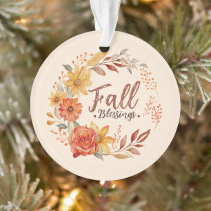 Herfst Blessings - Herfstbladeren en bloemenkrans Ornament
