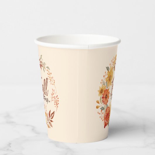 Herfst Blessings - Herfstbladeren en bloemenkrans Papieren Bekers (Rechts)