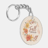 Herfst Blessings - Herfstbladeren en bloemenkrans Sleutelhanger (Voorkant Links)