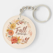 Herfst Blessings - Herfstbladeren en bloemenkrans Sleutelhanger (Achterkant)