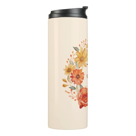 Herfst Blessings - Herfstbladeren en bloemenkrans Thermosbeker (Gedraaid links)