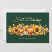 Herfst Blessings Pompoenen Custom Groene Thanksgiv Feestdagenkaart (Voorkant)
