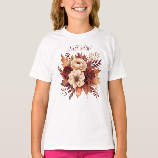 Herfst Bliss-Waterverf Flowers- T-shirt (Voorkant)
