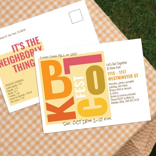 Herfst Block Fest Retro Type Buurt Event Briefkaart