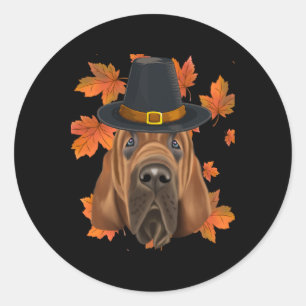 Herfst bloedhond pelgrim Thanksgiving Ronde Sticker