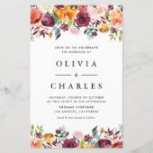 Herfst Bloeit Garland Fall bruiloft uitnodiging (Voorkant)