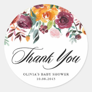 Herfst Bloeit Garland Herfst Baby shower Dank u Ronde Sticker