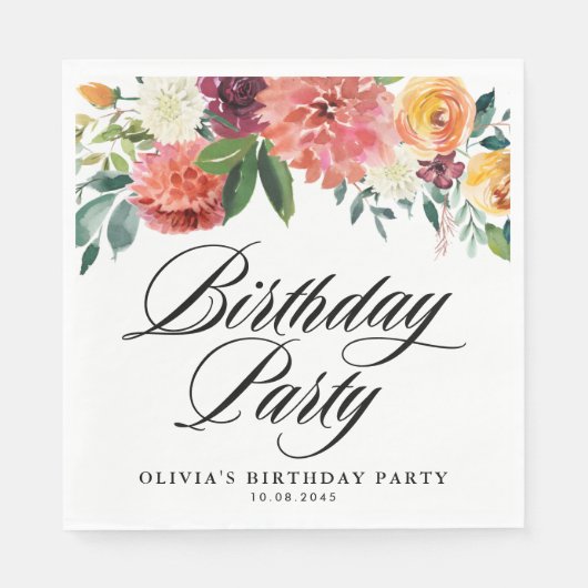 Herfst Bloeit Garland Herfst Verjaardagsfeest Servet (Voorkant)