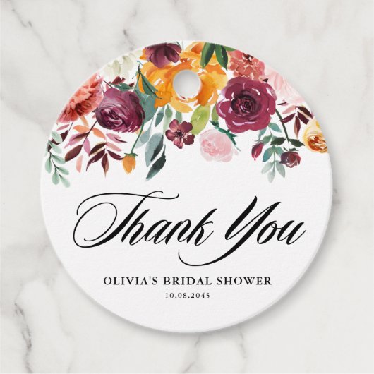 Herfst Bloeit Garland Herfst Vrijgezellenfeest Dan Bedankjes Labels (Voorkant)