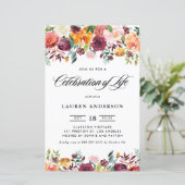 Herfst Bloeit Garland Viering van het Leven Uitnod (Staand voorkant)