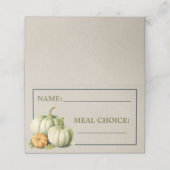 Herfst Bloeit Pompoen Herfst Maaltijdkeuze Trouwen Plaatskaartje (Buitenkant ongevouwen)