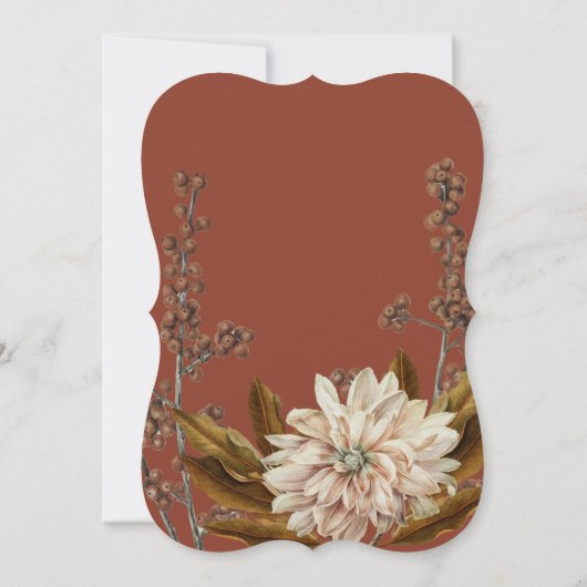 Herfst Bloem Aardewerk Aquarel Herfst Bruiloft Kaart (Achterkant)