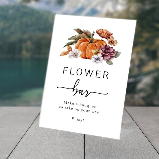 Herfst Bloem Bar Teken Reclamebord Met Voetstuk