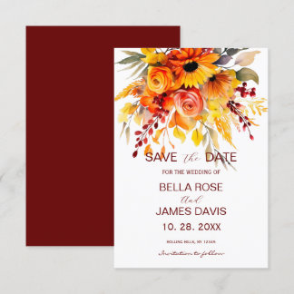 Herfst Bloem Bladerbruiloft Bruiloft Bewaar de dat Save The Date