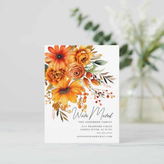 Herfst Bloem Boeket Bewegende aankondiging Briefkaart (Staand voorkant)