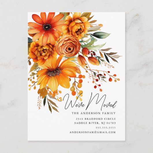 Herfst Bloem Boeket Bewegende aankondiging Briefkaart (Voorkant)