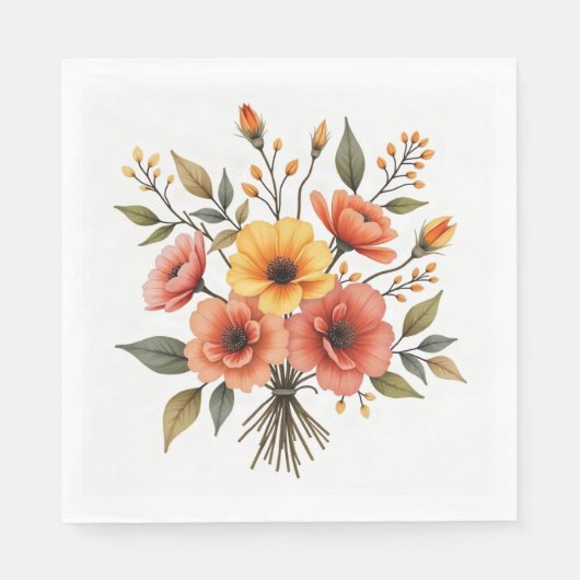 Herfst Bloem Boeket Servetten (Voorkant)