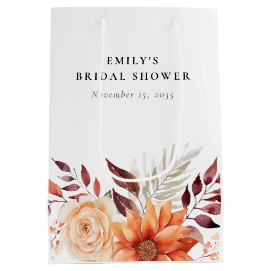 Herfst Bloem Boho Bruidsfeest Medium Cadeauzakje (Achterkant)