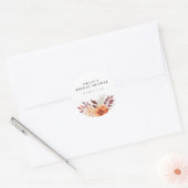 Herfst Bloem Boho Bruidsuitnodiging Ronde Sticker (Envelop)