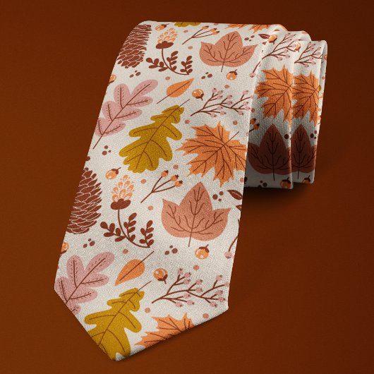 Herfst Bloem Botanisch Blad Patroon Stropdas
