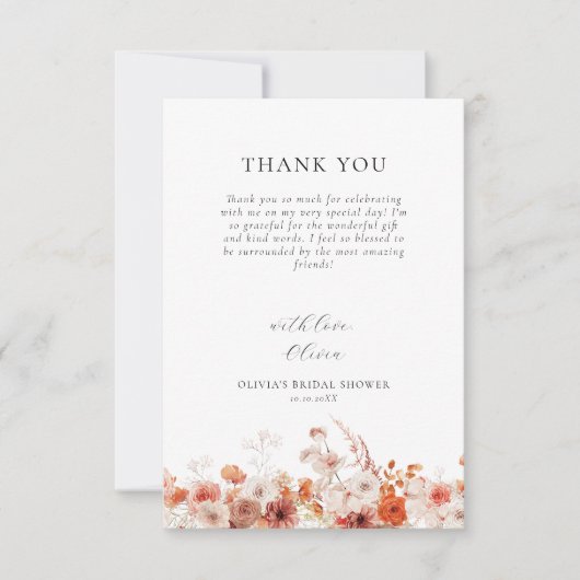 Herfst Bloem Bruidsborrel Bedankkaart (Voorkant)