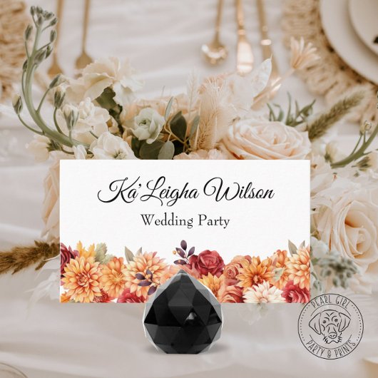Herfst Bloem Bruiloft Plat Place Card Plaatskaartje