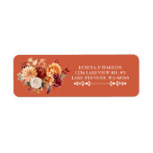 Herfst Bloem Bruiloft Retour Adres Label (Voorkant)