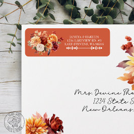 Herfst Bloem Bruiloft Retour Adres Label