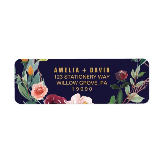 Herfst Bloem Bruiloft Retouradres Label (Voorkant)