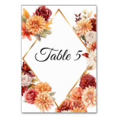 Herfst Bloem Bruiloft Tafel Nummerkaart Kaart (Voorkant)