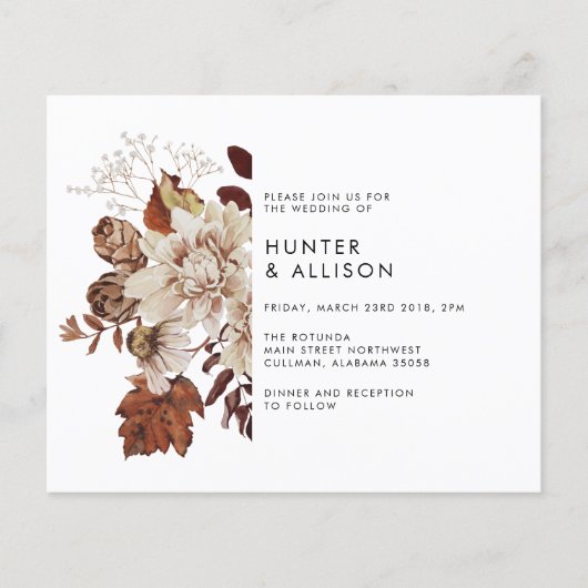 Herfst Bloem Bruiloft Uitnodigingsfolder Flyer (Voorkant)