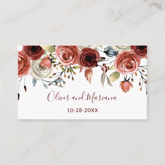 Herfst Bloem Bruiloft Website Informatiekaartje (Achterkant)