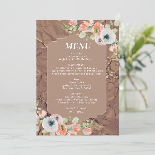 Herfst Bloem Bruiloftsmenu Menu (Staand voorkant)