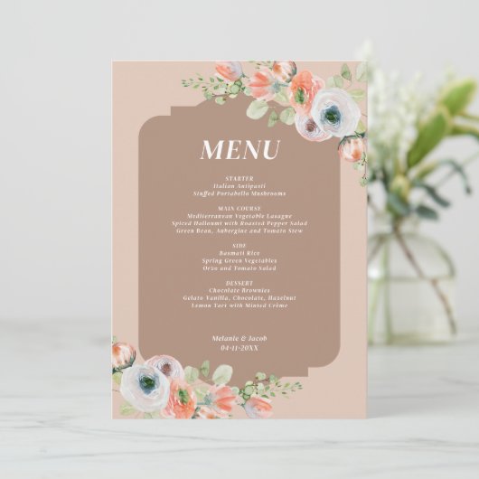 Herfst Bloem Bruiloftsmenu Menu (Staand voorkant)