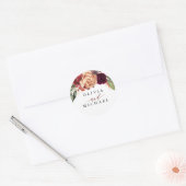 Herfst Bloem Burgundy en Oranje Elegant Ronde Sticker (Envelop)