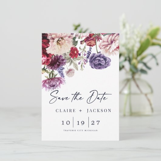 Herfst Bloem Dahlia Boeket Herfst Sla de Datum Op Save The Date (Staand voorkant)