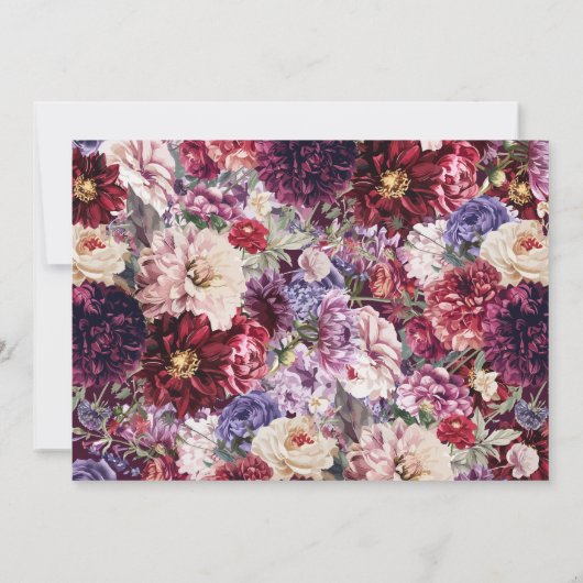 Herfst Bloem Dahlia Bruiloft Uitnodiging Zwart (Achterkant)