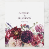 Herfst Bloem Dahlia Bunch Herfst Bruiloft Bloemen Wijn Etiket (Enkel label)