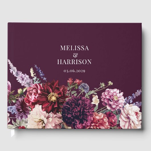 Herfst Bloem Dahlia Donker Gastenboek (Voorkant)