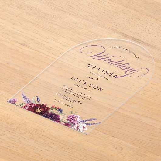 Herfst Bloem Dahlia Huwelijksuitnodiging Acryl Uitnodigingen (Laagn)