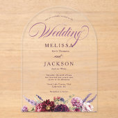 Herfst Bloem Dahlia Huwelijksuitnodiging Acryl Uitnodigingen (Voorkant)