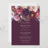 Herfst Bloem Dahlia Huwelijksuitnodiging Bourgondi Kaart (Voorkant)