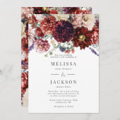 Herfst Bloem Dahlia Warm bruiloft uitnodiging (Voorkant / Achterkant)