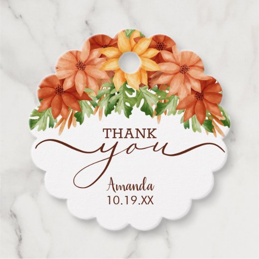 Herfst Bloem Dank Je Bedankjes Labels (Voorkant)