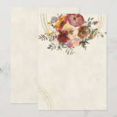 Herfst bloem en goud blanco bruiloft kaart (Voorkant / Achterkant)