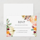 Herfst bloem en pompoen trouw-RSvp kaart (Voorkant / Achterkant)