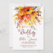 Herfst Bloem Foilage Bruiloft Uitnodiging (Voorkant)